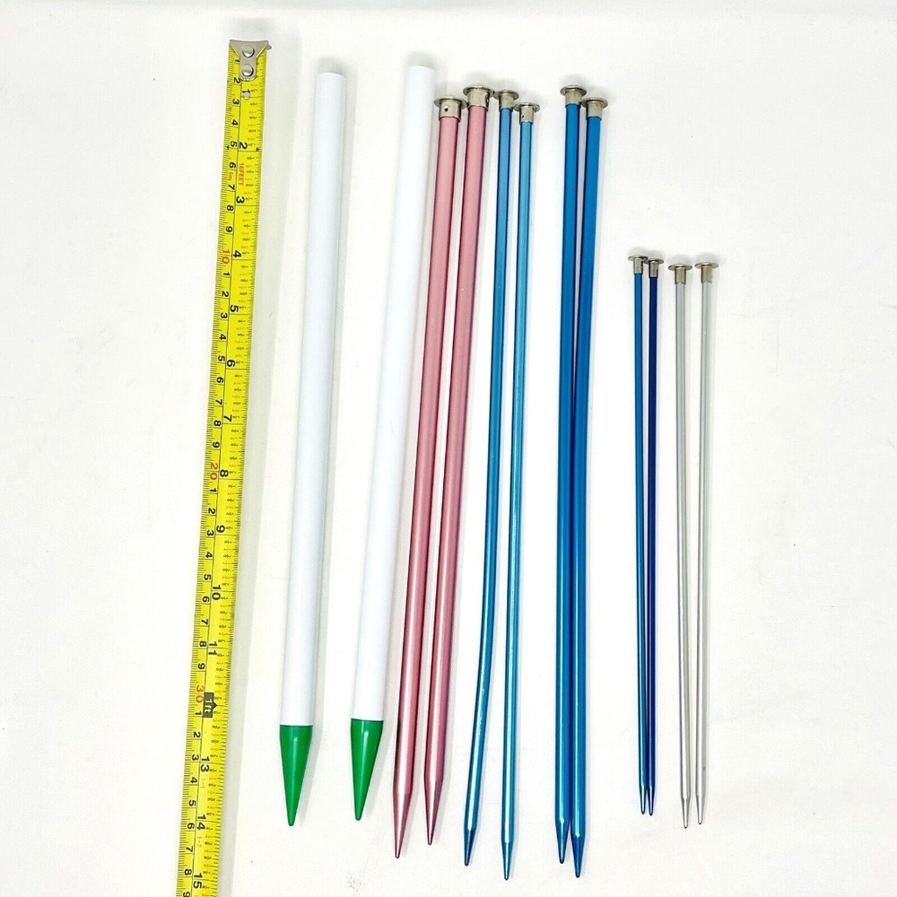 Lot Of Vintage Knitting Needles, mostly Aluminum, Boye, Hero 4, 6, 10, 10.5, 13